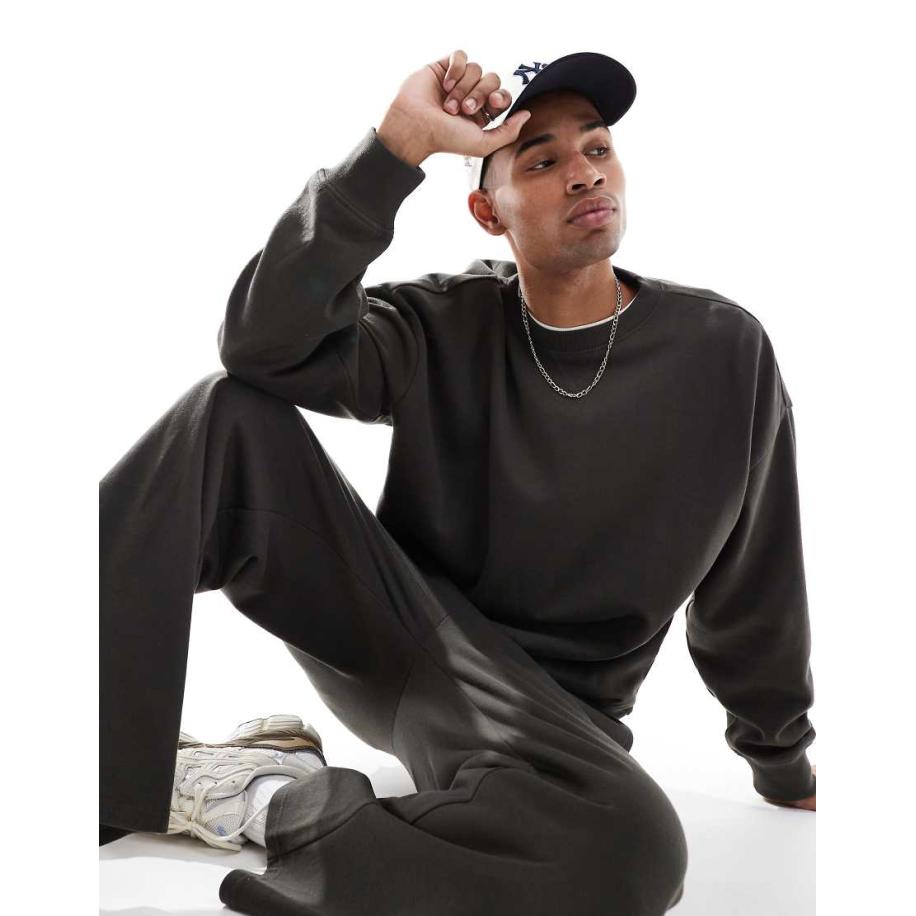 Threadbare - Oversized fleece sweatshirt in antraciet, deel van co-ord set-Grijs Grijs