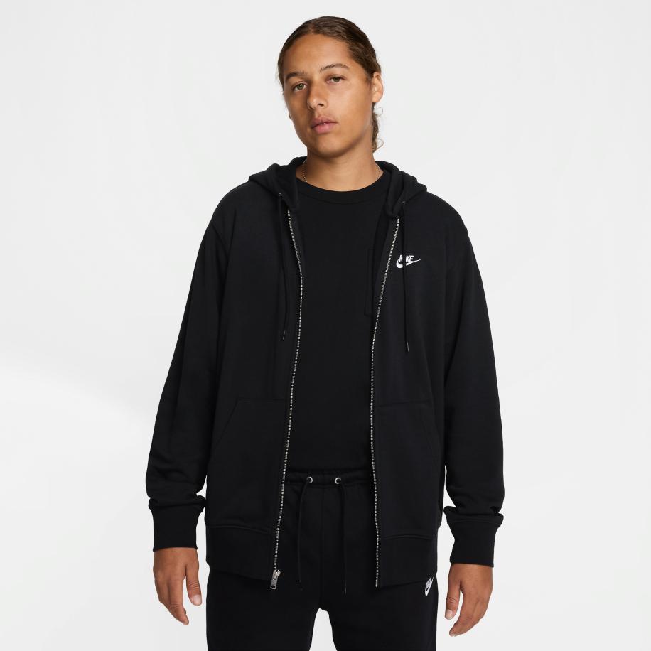 Nike Club hoodie van sweatstof met rits voor heren - Zwart Zwart