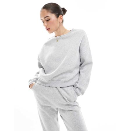 ONLY Sweater met ronde hals in lichtgrijs gemêleerd, deel van co-ord set