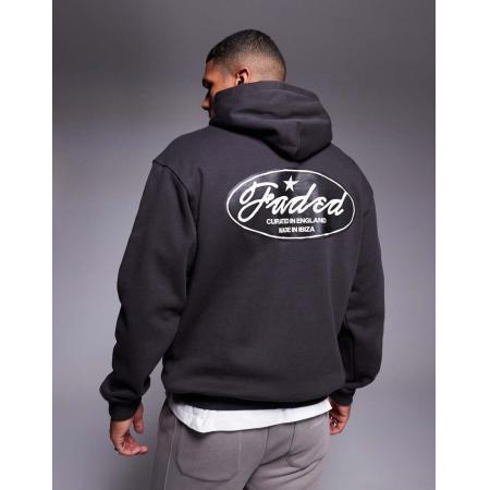 Faded Store - Hoodie met geschreven logo in antraciet-Zwart
