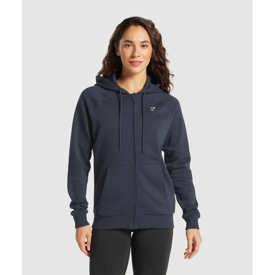 Gymshark Training Fleece Zip Hoodie Heavy Blue Blauw