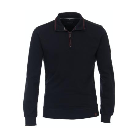 Casa Moda Half-Zip Sweater blauw, Effen