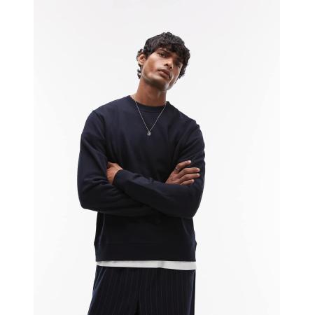 ARKET - Minimal sweatshirt van jersey met ronde hals in marineblauw