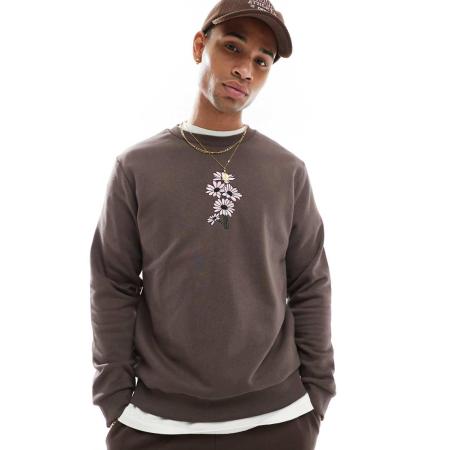 Jack & Jones - Oversized sweater met borduursel in bruin