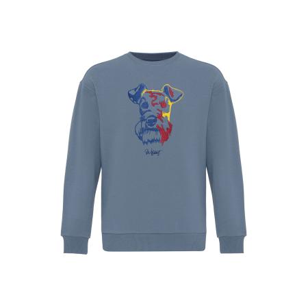 Williot Williot Sweatshirt enziaan / duifblauw / geel / karmijnrood