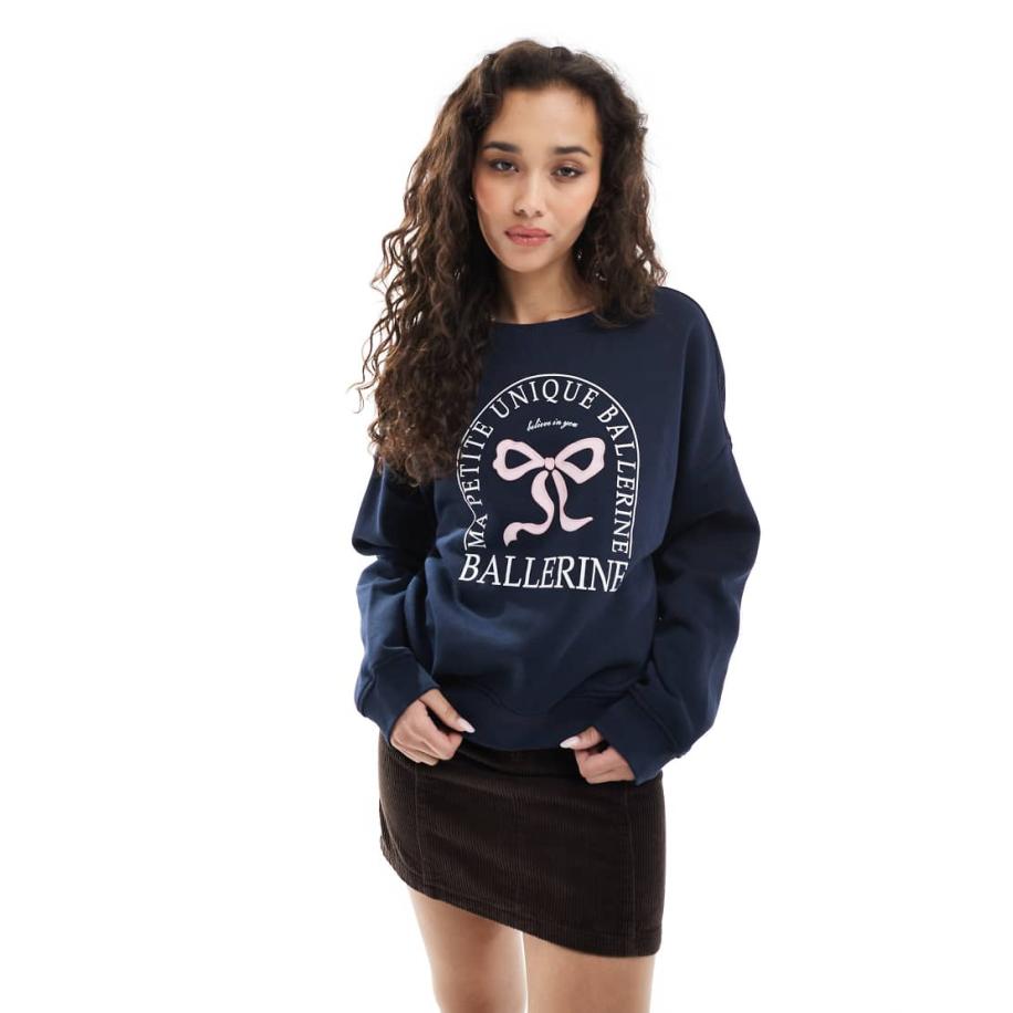 ONLY Sweatshirt met strikprint in marineblauw Blauw