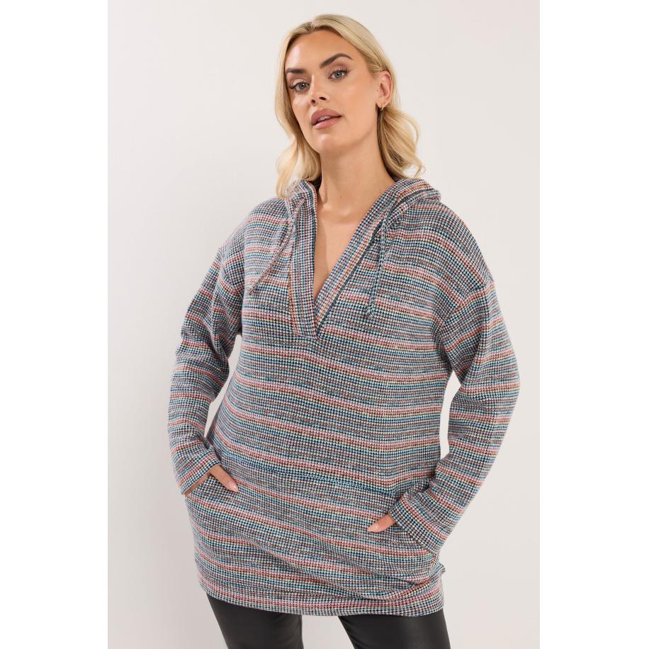 Yours Blauwe Getextureerde Trui Met Capuchon Size 58-60 Blauw