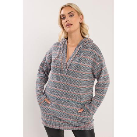 Yours Blauwe Getextureerde Trui Met Capuchon Size 58-60