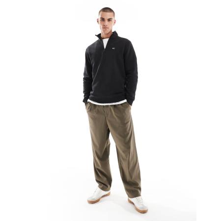 Tommy Jeans - Sweatshirt van fleece met opstaande boord en rits in zwart