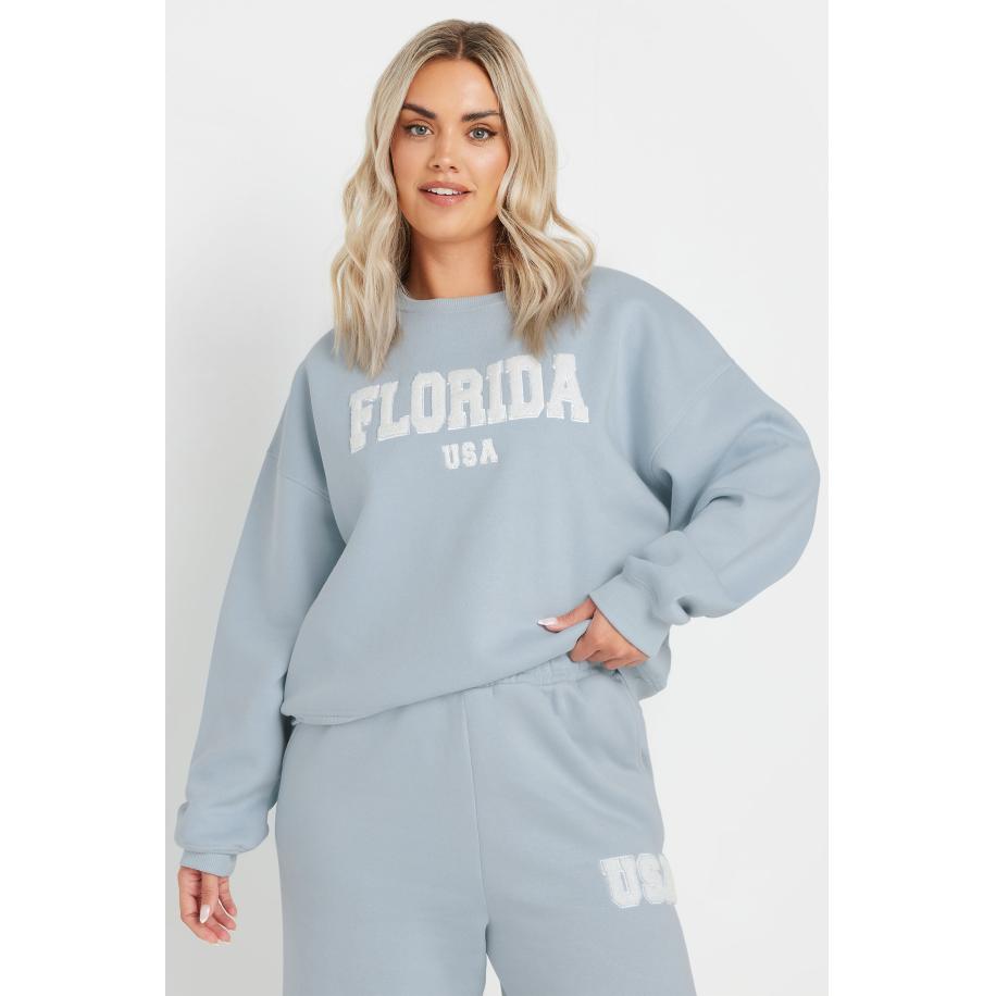 Yours Sweatshirt Met 'Florida' Slogan In Lichtblauw Size 62-64 Blauw