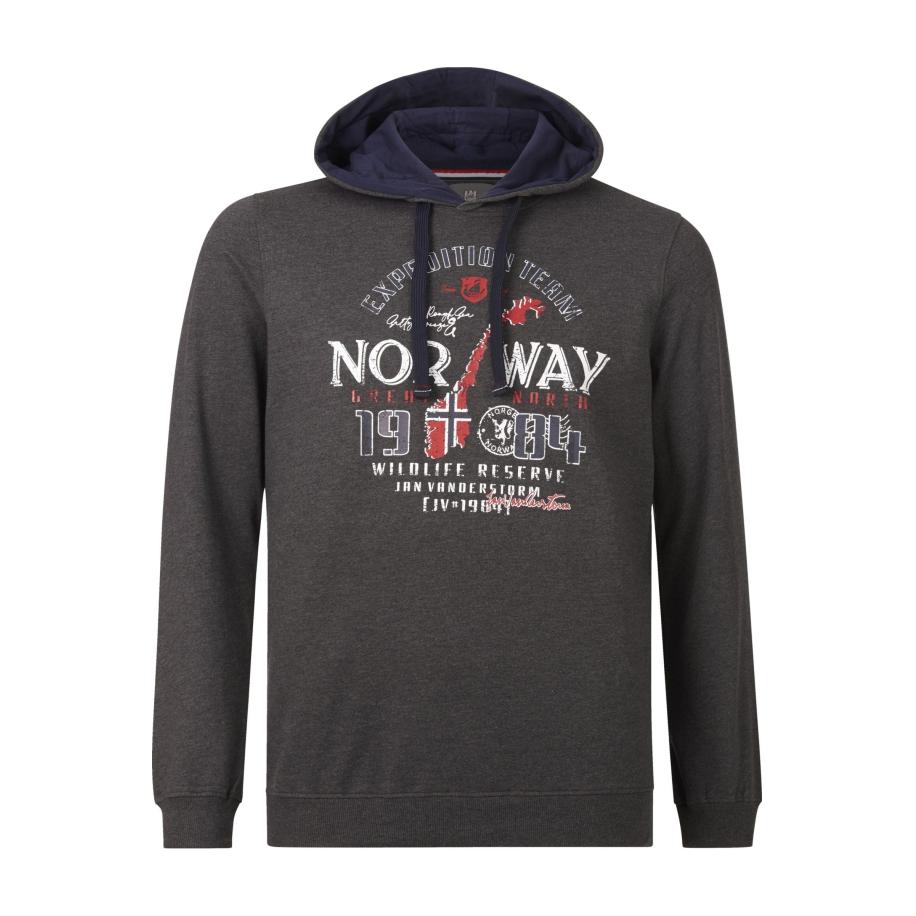 Jan Vanderstorm Hooded Sweatshirt donkergrijs, Bedrukt -