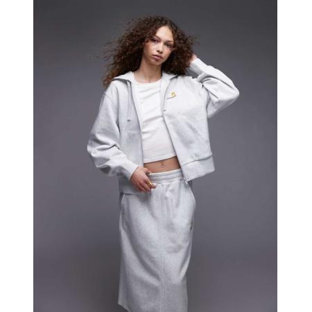 Carhartt WIP American Script Hoodie met rits in gemêleerd grijs