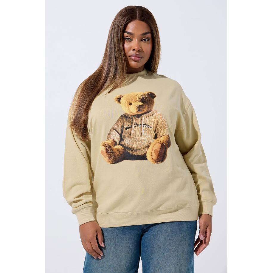 Limited Collection Curve Natural Brown Leopard Print Teddy Sweatshirt Size 54-56 Bruin