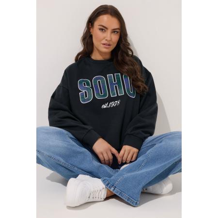 Yours Curve Zwart Geruit 'Soho' Sweatshirt Size 46