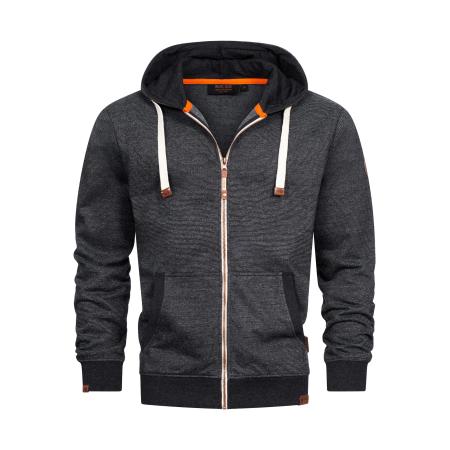 INDICODE JEANS INDICODE JEANS Sweatvest Baustian antraciet / lichtgrijs