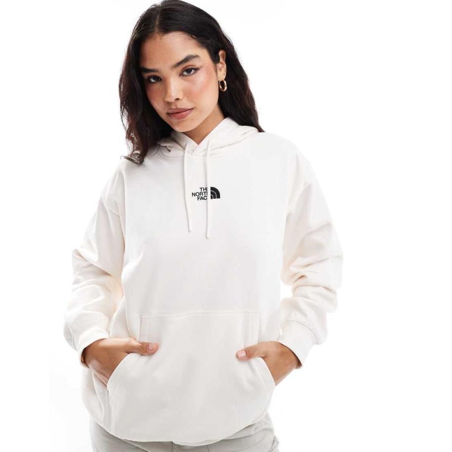 The North Face Essential Oversized hoodie met logo in gebroken wit Wit
