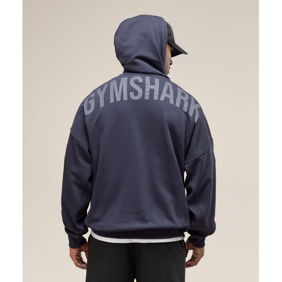 Gymshark Power Zip Up Hoodie Heavy Blue Blauw