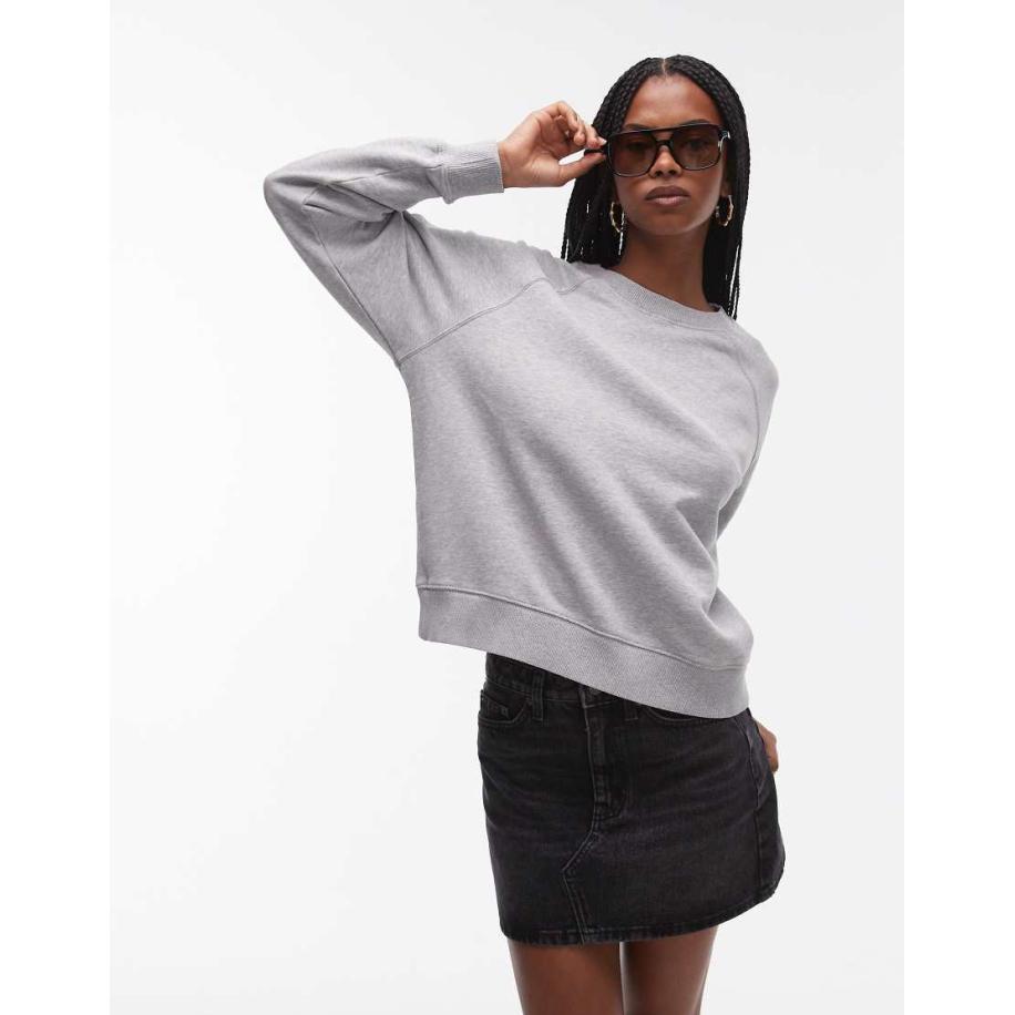 ARKET Zacht sweatshirt van badstof met ronde hals in gemêleerd grijs Grijs