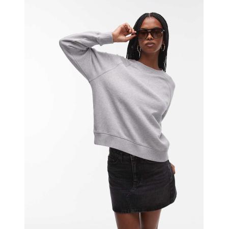 ARKET Zacht sweatshirt van badstof met ronde hals in gemêleerd grijs