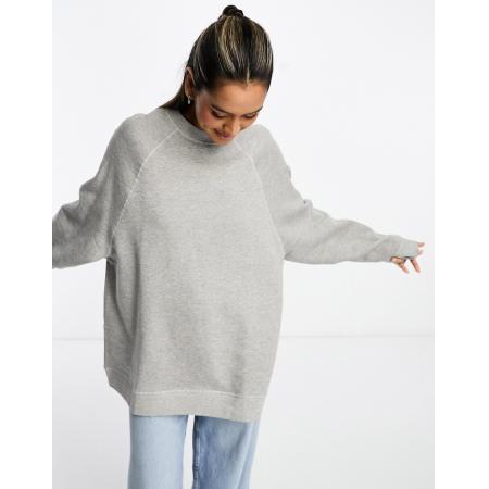 ASOS DESIGN Oversized sweatshirt van zware stof in gemêleerd grijs