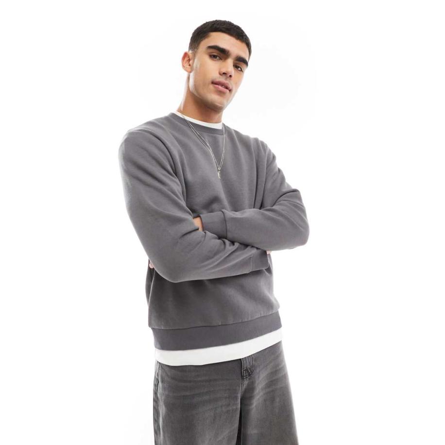 Jack & Jones - Oversized trui met ronde hals in donkergrijs Grijs