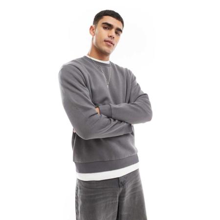 Jack & Jones - Oversized trui met ronde hals in donkergrijs