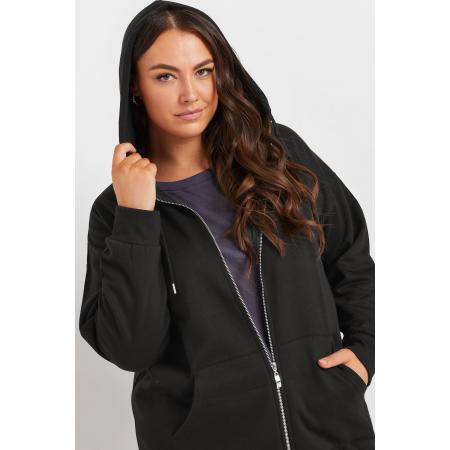 Yours Lange Hoodie Met Rits & Zakken In Zwartsize 62-64