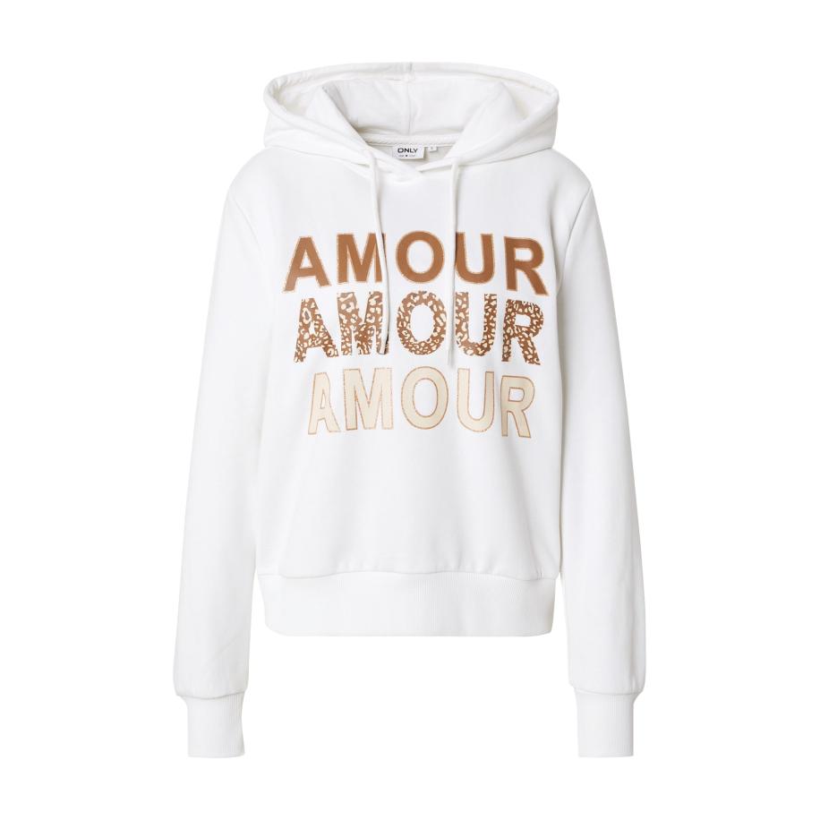 Only ONLY Sweatshirt ONLMAIA crème / bruin / wit -