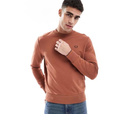 Fred Perry - Sweatshirt met ronde hals in lichtbruin