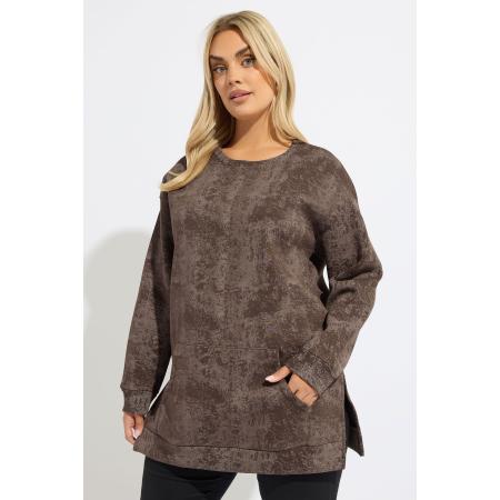 Yours Curve Bruin Abstract Zak Sweatshirt Size 58-60