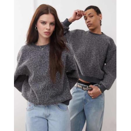 Reclaimed Vintage - Uniseks sweatshirt met textuur in antracietgrijs-Veelkleurig