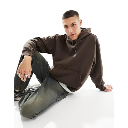 Weekday - Ruimvallende hoodie van zware jersey in bruin