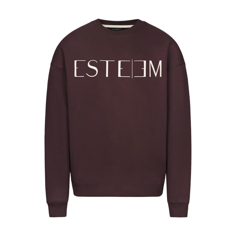 ESTEEM ESTEEM Sweatshirt donkerbruin / wit -