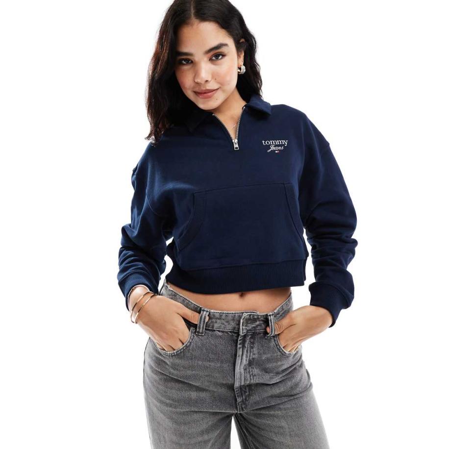 Tommy Jeans Recht sweatshirt met halve rits in marineblauw Blauw