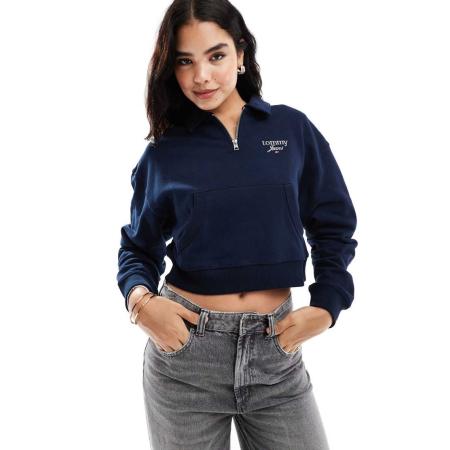 Tommy Jeans Recht sweatshirt met halve rits in marineblauw