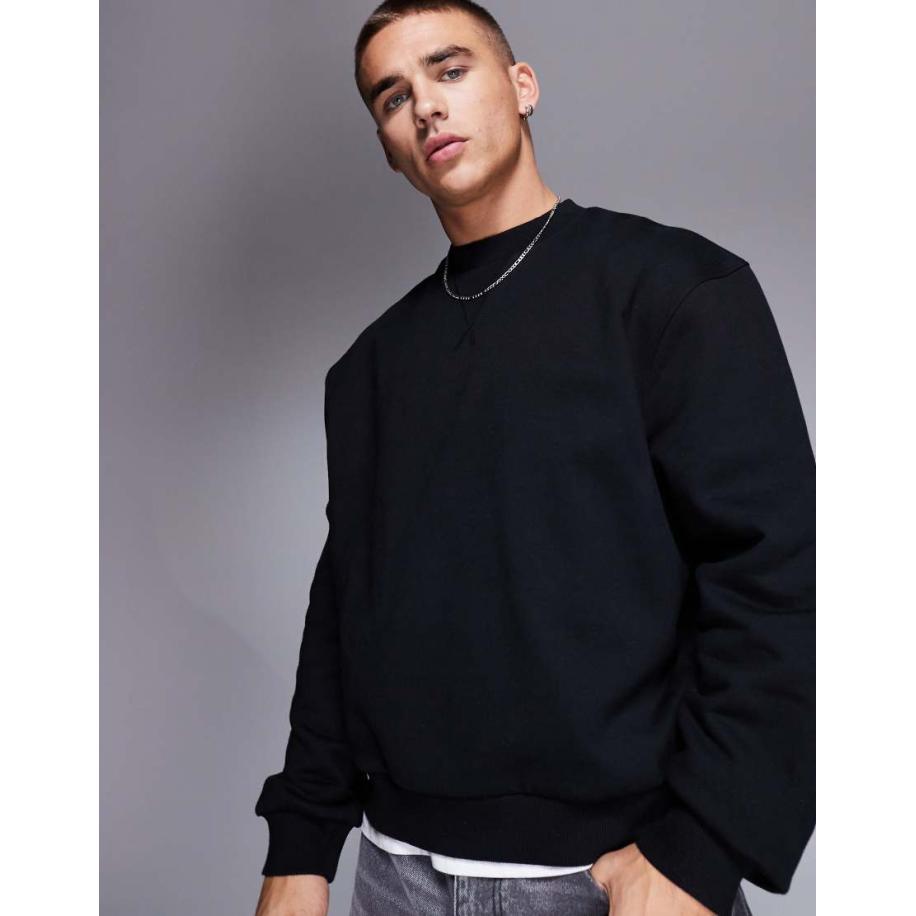 ASOS DESIGN - Premium - Boxy oversized sweatshirt van zware 400gsm stof in zwart Zwart