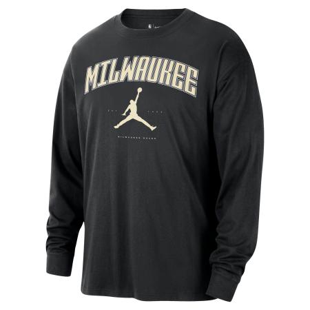 Milwaukee Bucks Essential Jordan NBA-herenshirt met lange mouwen - Zwart