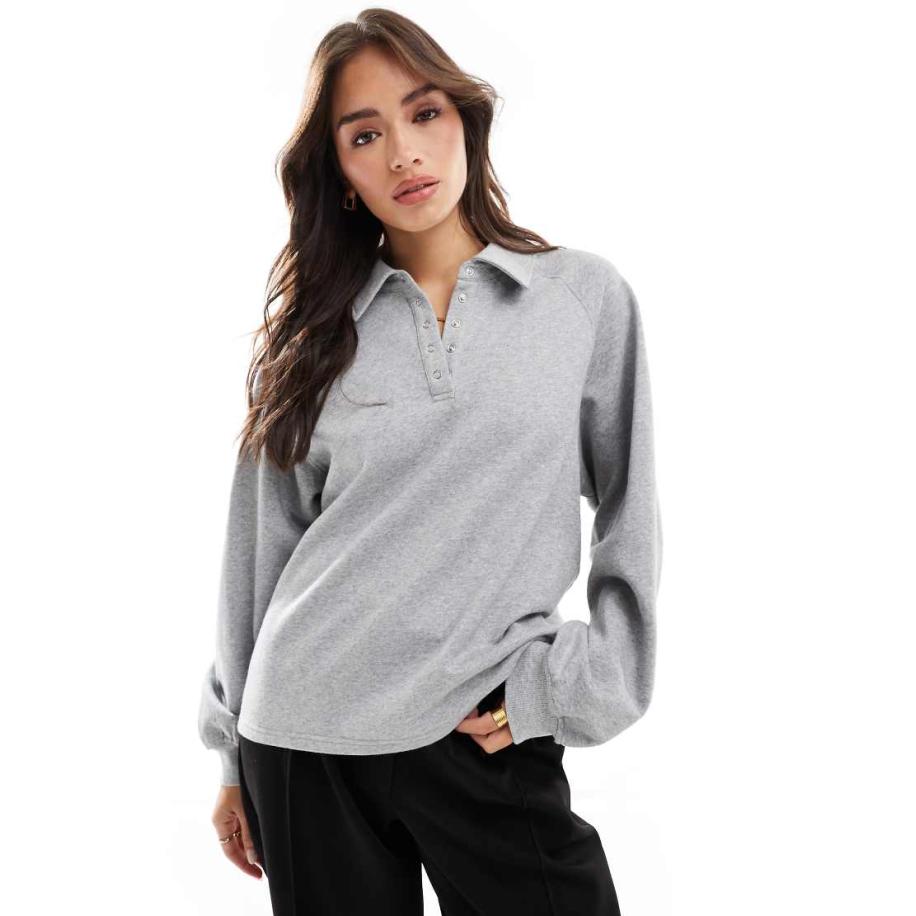 Cotton On Sleep Recovery Oversized loungesweater van fleece met kraagje-Grijs Grijs