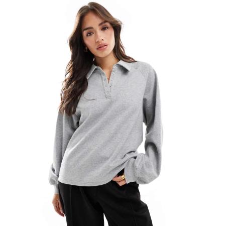 Cotton On Sleep Recovery Oversized loungesweater van fleece met kraagje-Grijs