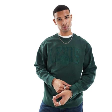 Levi's - Sweatshirt met ton-sur-ton varsity-applicatie en ruimvallende pasvorm in middengroen