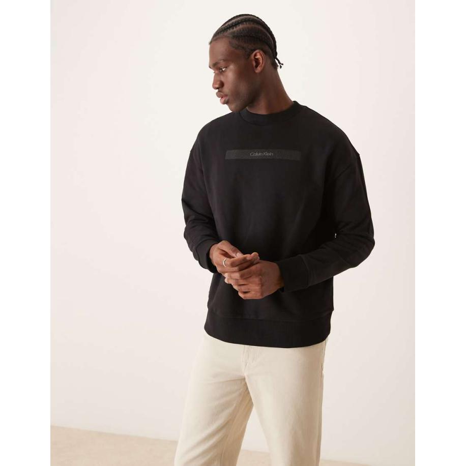 Calvin Klein - Sweatshirt met geborduurd logo in zwart Zwart