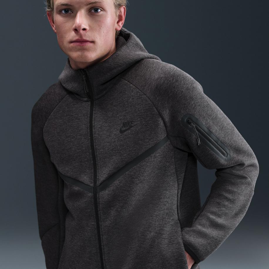 Nike Tech Windrunner herenjack van fleece met rits over de hele lengte - Zwart Zwart