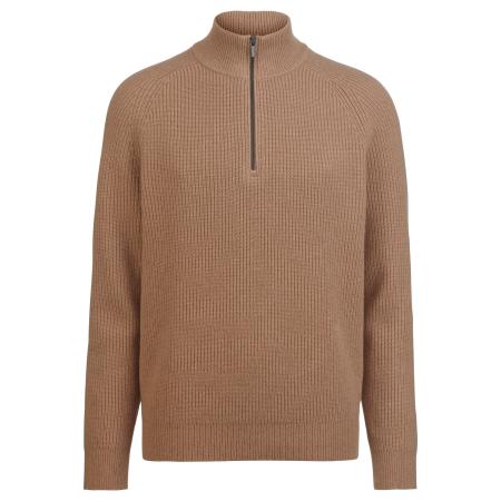 OLYMP SIGNATURE Soft Business Half-Zip Sweater caramel, Melange