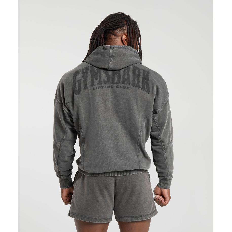 Gymshark Heritage Washed Hoodie Onyx Grey Grijs