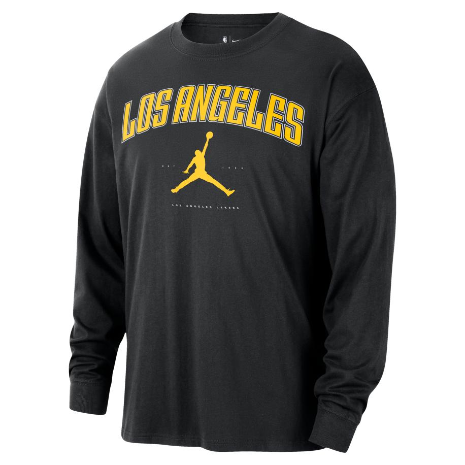 Los Angeles Lakers Essential Jordan NBA-herenshirt met lange mouwen - Zwart Zwart