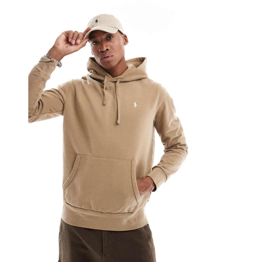 Polo Ralph Lauren - Hoodie van loopback badstof met icoonlogo in kakibruin Bruin