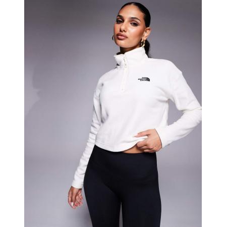 The North Face Glacier Cropped fleece met 1/4 rits en logo in wit