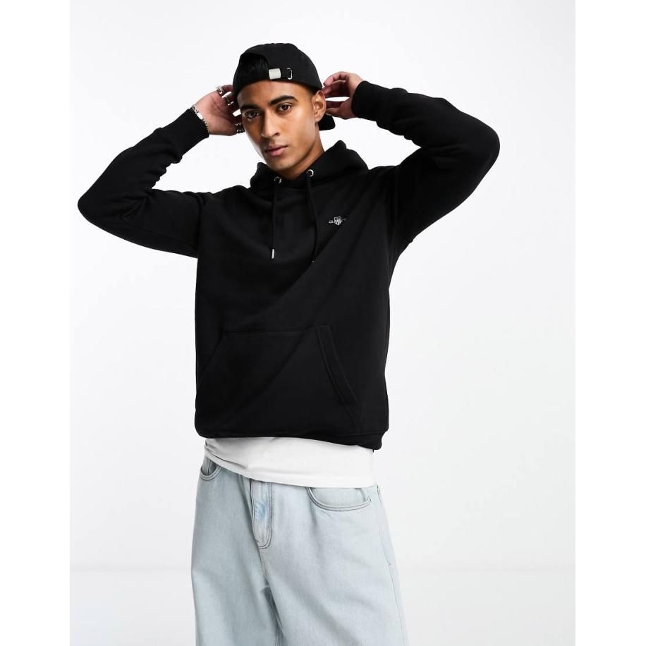 GANT - Hoodie met schildlogo in zwart Zwart