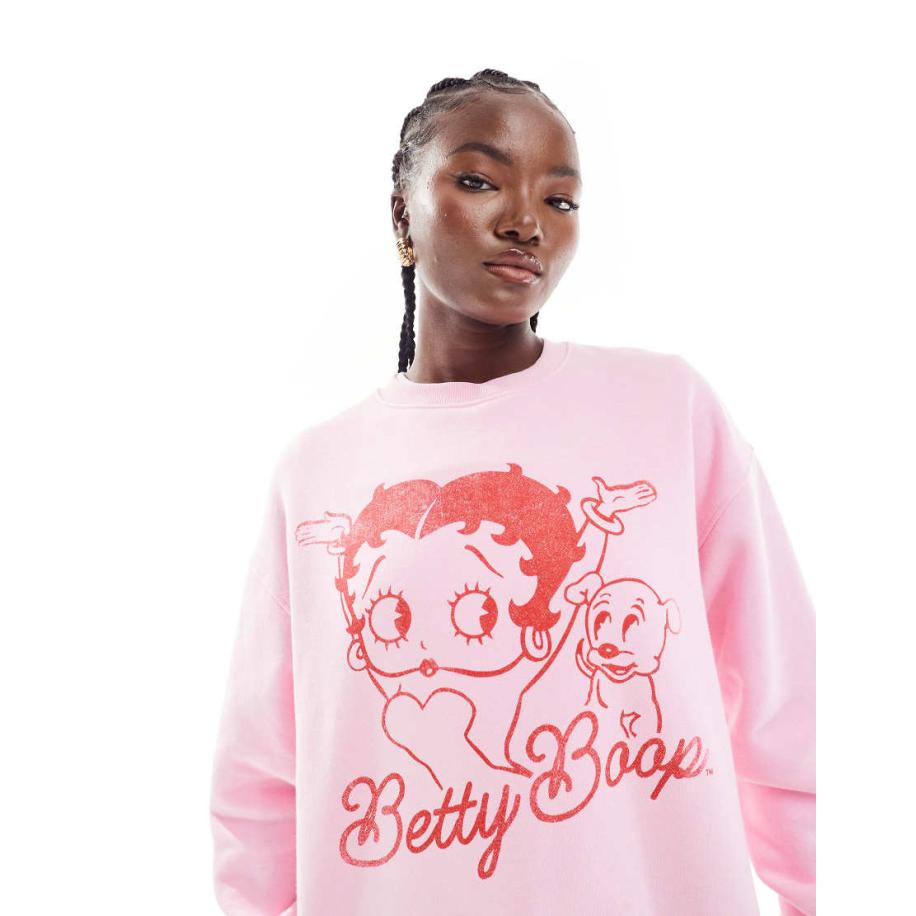 Cotton On Klassiek sweatshirt met ronde hals en Betty Boop-print-Wit Wit