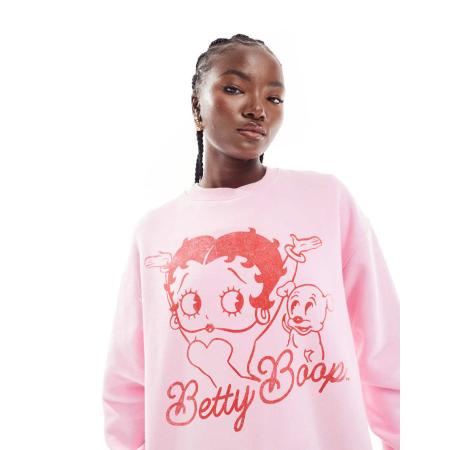 Cotton On Klassiek sweatshirt met ronde hals en Betty Boop-print-Wit